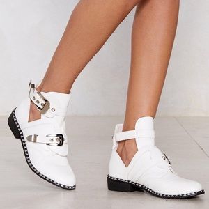Nasty Gal White Cut-Out Booties